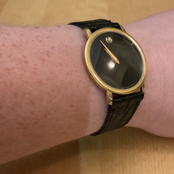 Authentic Vintage Movado Museum Dial Original Black Leather Works New Battery main image 6
